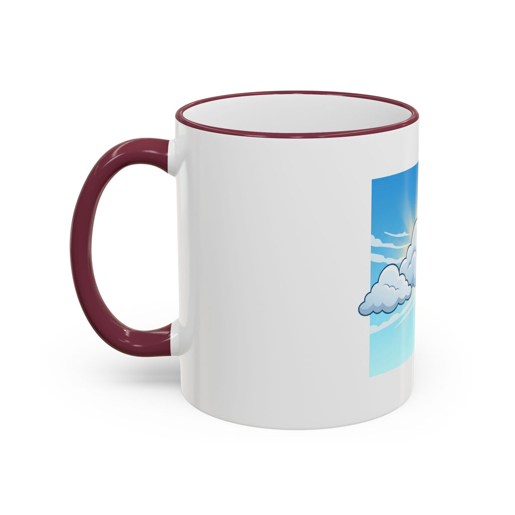 Clouds & Sunshine Accent Rim Mug — Cheerful Sky Ceramic Coffee Cup (11oz/15oz)