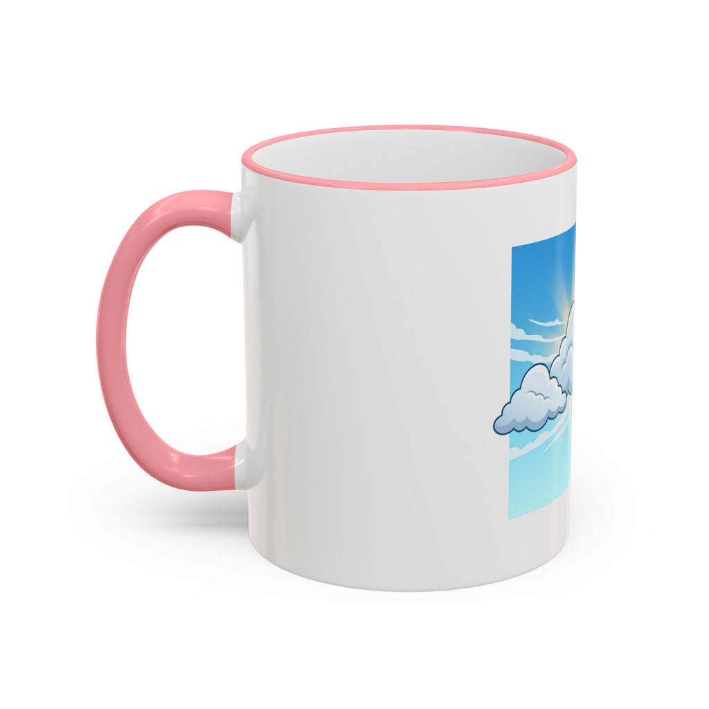 Clouds & Sunshine Accent Rim Mug — Cheerful Sky Ceramic Coffee Cup (11oz/15oz)