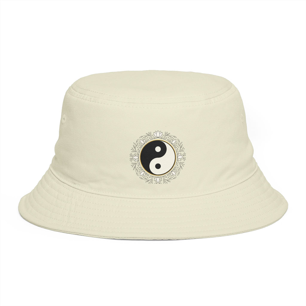 Yin Yang Floral Bucket Hat — Boho Zen Sunflower Graphic Bucket Hat