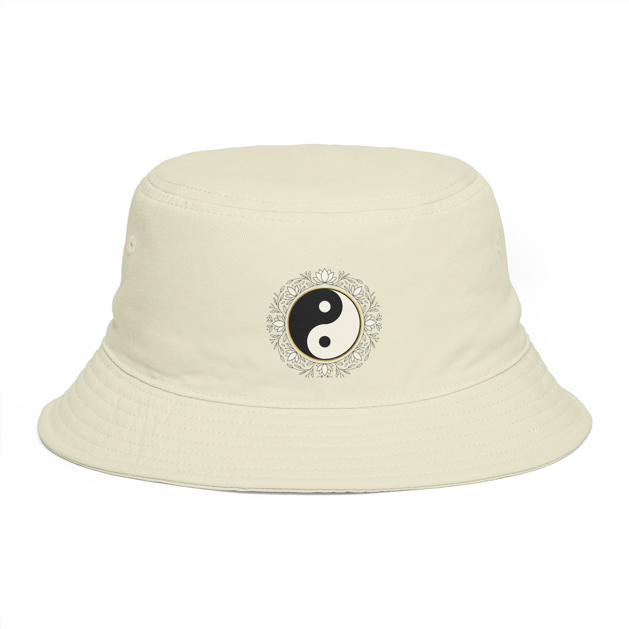 Yin Yang Floral Bucket Hat — Boho Zen Sunflower Graphic Bucket Hat