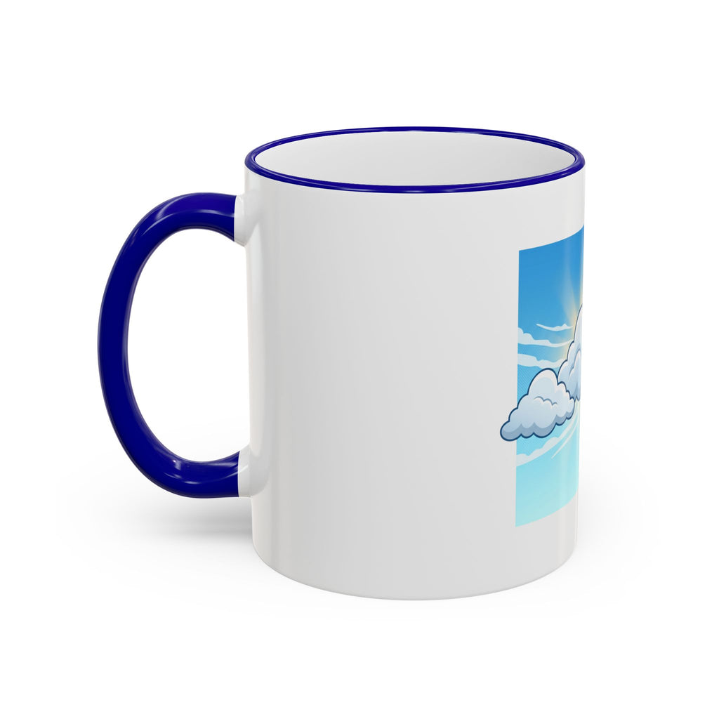 Clouds & Sunshine Accent Rim Mug — Cheerful Sky Ceramic Coffee Cup (11oz/15oz)