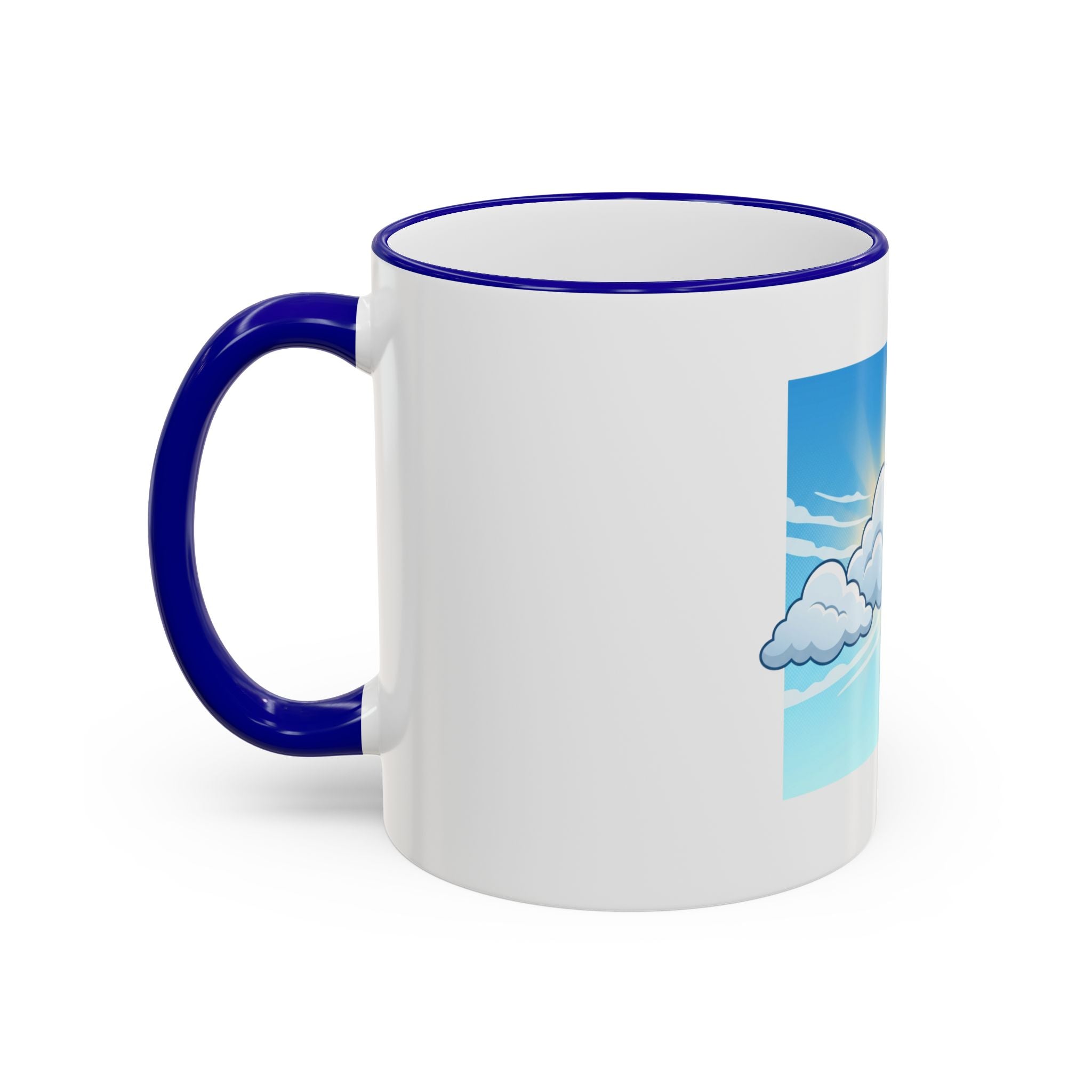 Clouds & Sunshine Accent Rim Mug — Cheerful Sky Ceramic Coffee Cup (11oz/15oz)