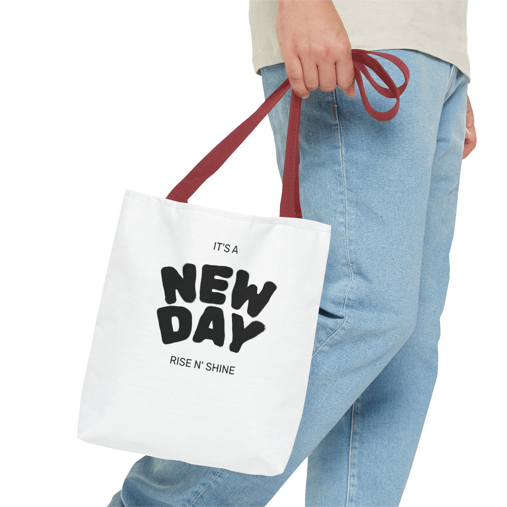 New Day Tote Bag — "It's a New Day, Rise N' Shine" Inspirational Canvas Tote