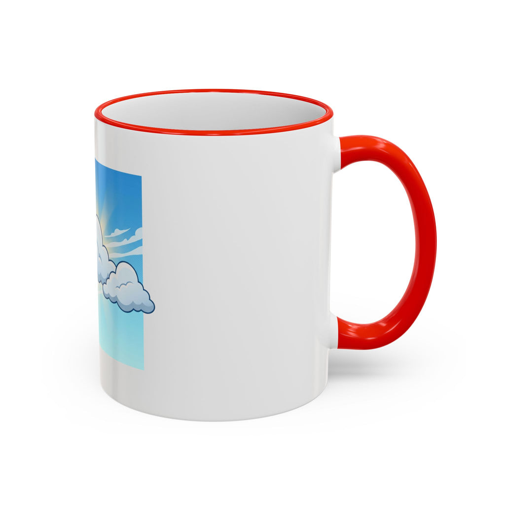 Clouds & Sunshine Accent Rim Mug — Cheerful Sky Ceramic Coffee Cup (11oz/15oz)