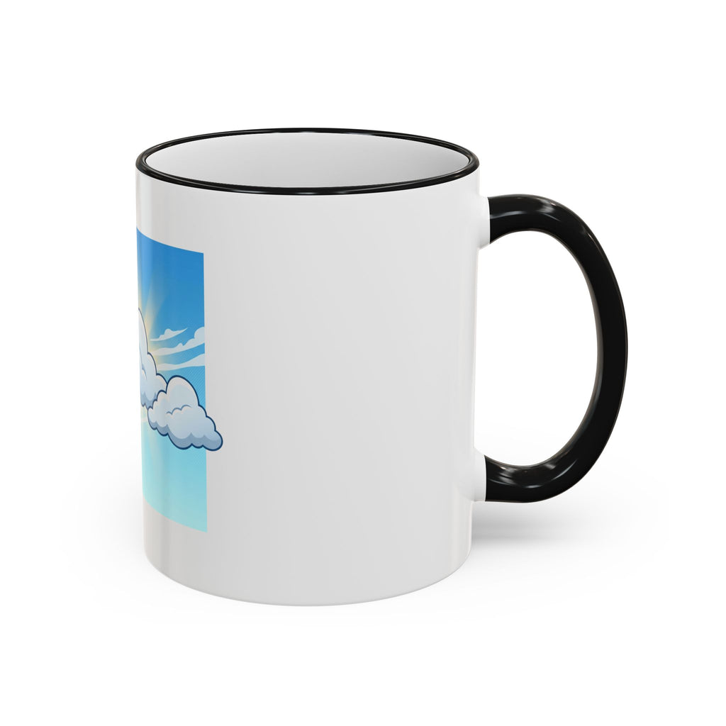 Clouds & Sunshine Accent Rim Mug — Cheerful Sky Ceramic Coffee Cup (11oz/15oz)