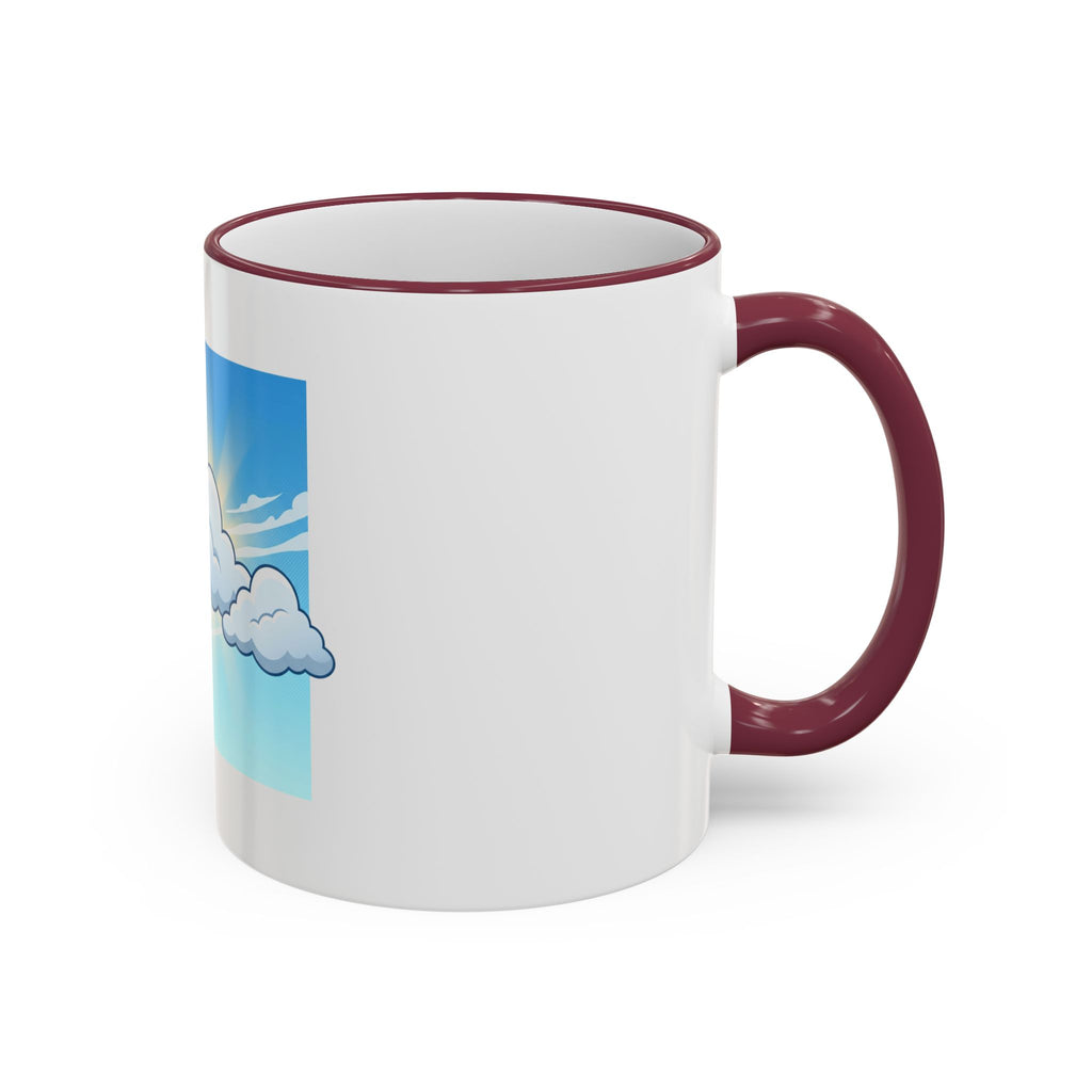 Clouds & Sunshine Accent Rim Mug — Cheerful Sky Ceramic Coffee Cup (11oz/15oz)
