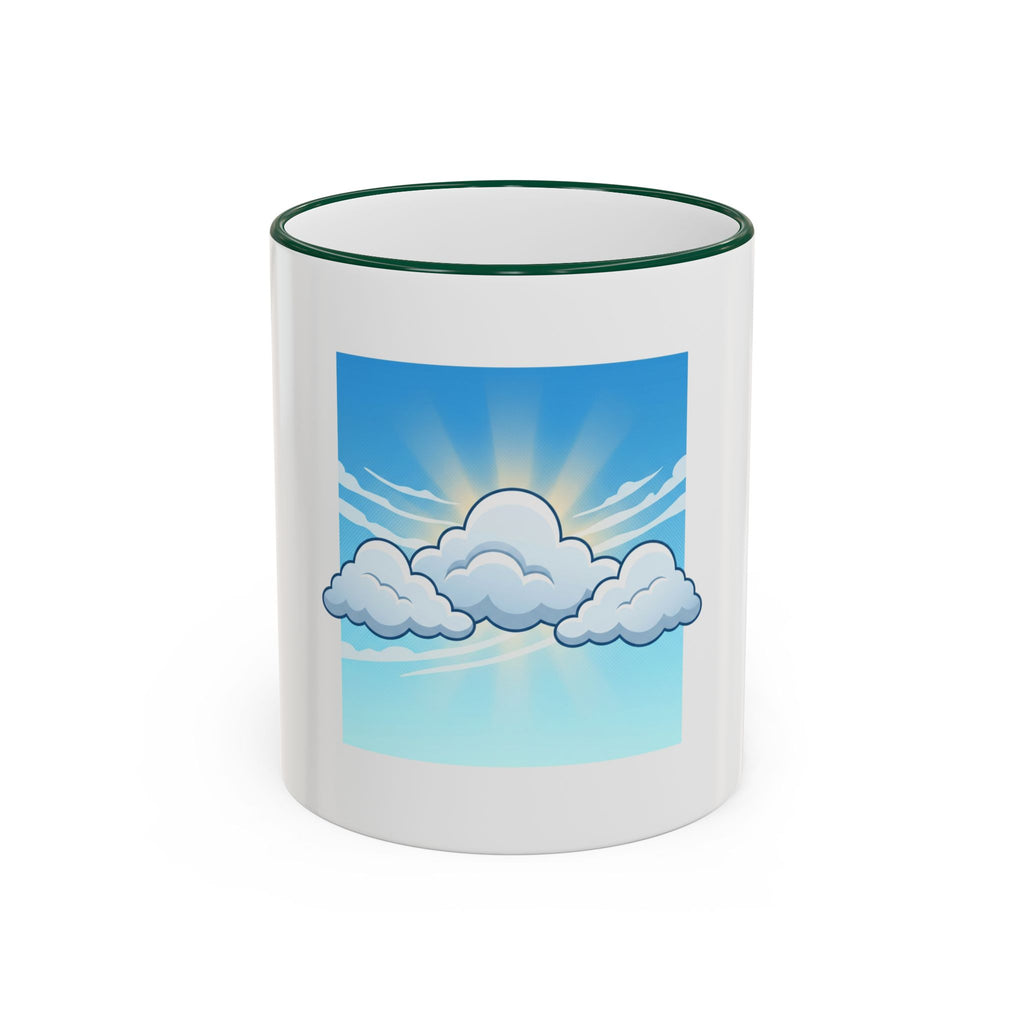 Clouds & Sunshine Accent Rim Mug — Cheerful Sky Ceramic Coffee Cup (11oz/15oz)