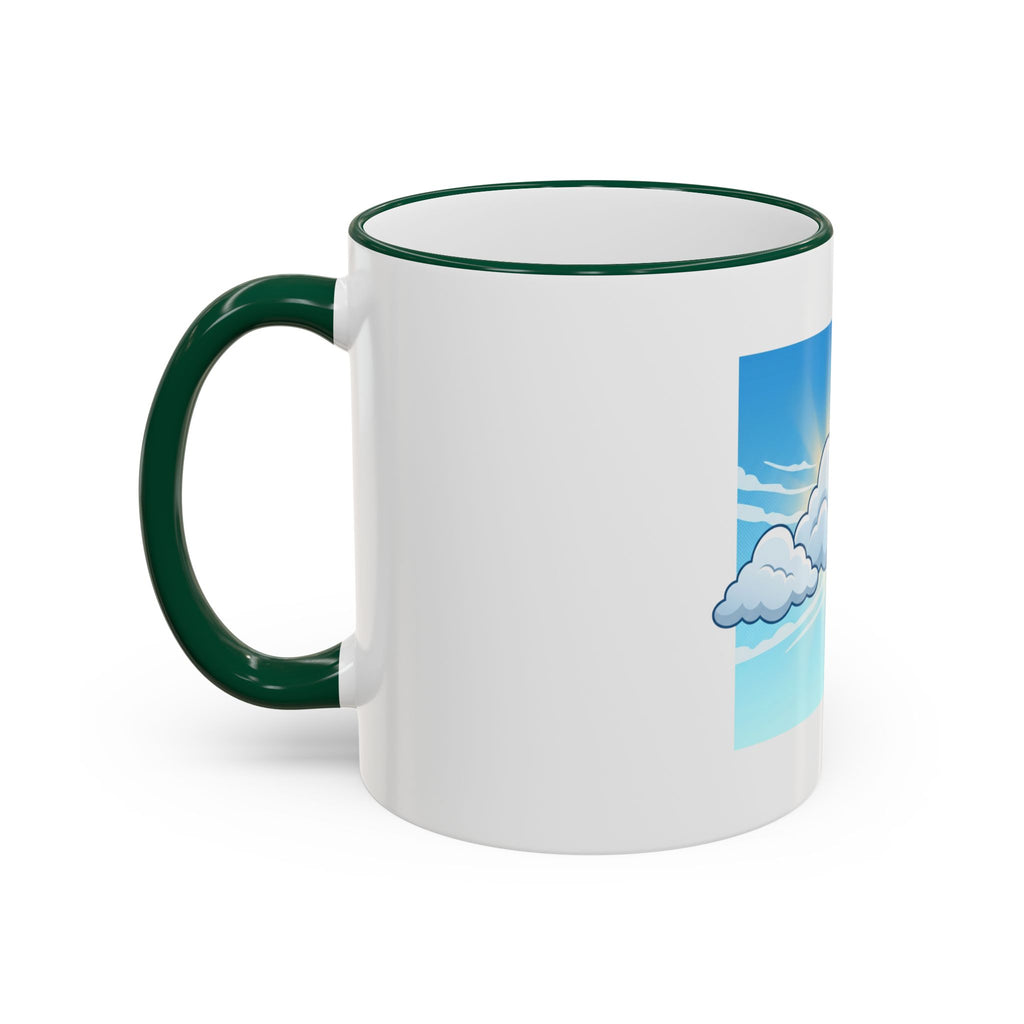 Clouds & Sunshine Accent Rim Mug — Cheerful Sky Ceramic Coffee Cup (11oz/15oz)