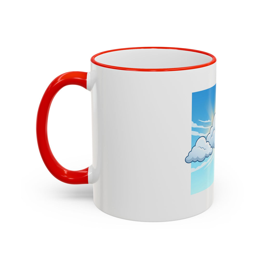 Clouds & Sunshine Accent Rim Mug — Cheerful Sky Ceramic Coffee Cup (11oz/15oz)