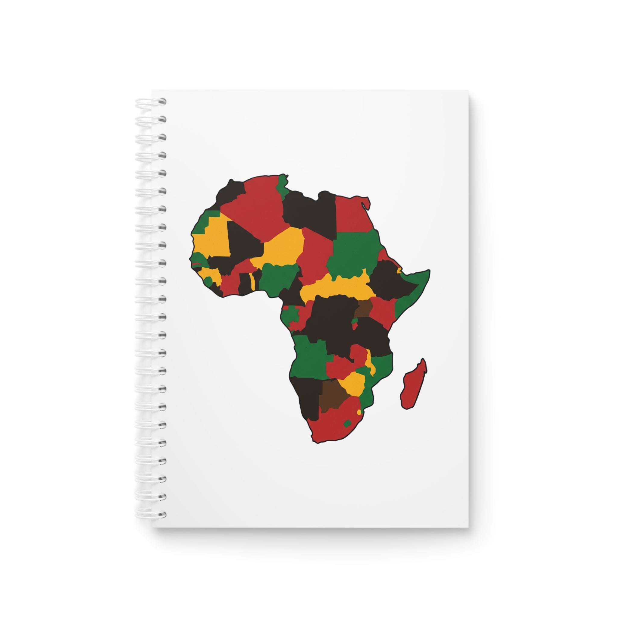 Africa Map Spiral Notebook — Pan-African Red Green Gold Journal