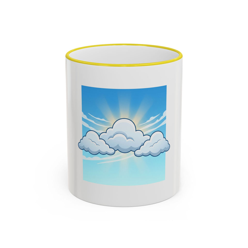 Clouds & Sunshine Accent Rim Mug — Cheerful Sky Ceramic Coffee Cup (11oz/15oz)