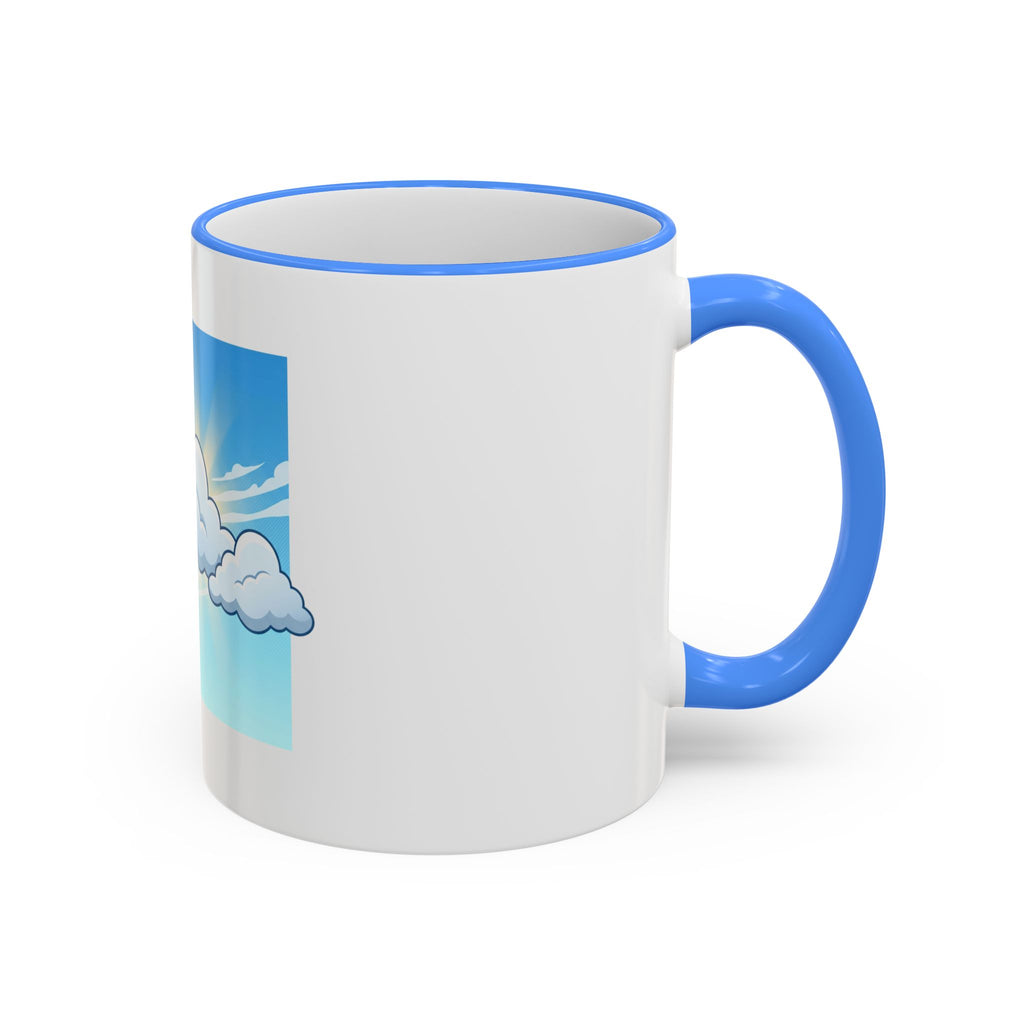 Clouds & Sunshine Accent Rim Mug — Cheerful Sky Ceramic Coffee Cup (11oz/15oz)