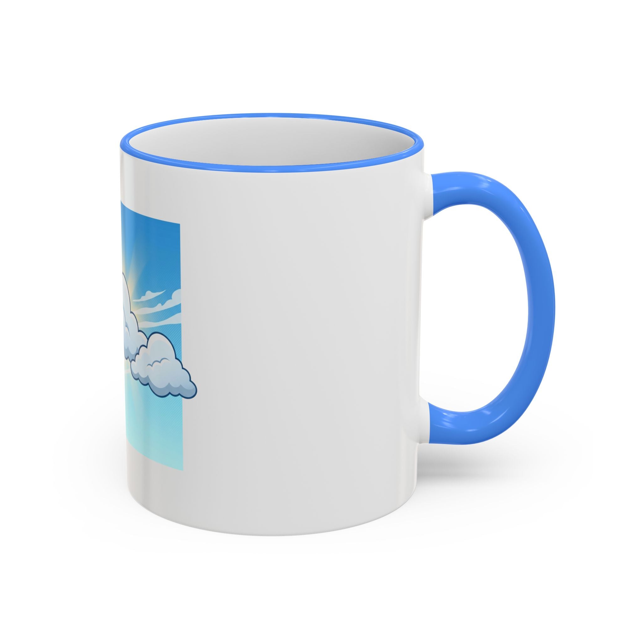 Clouds & Sunshine Accent Rim Mug — Cheerful Sky Ceramic Coffee Cup (11oz/15oz)