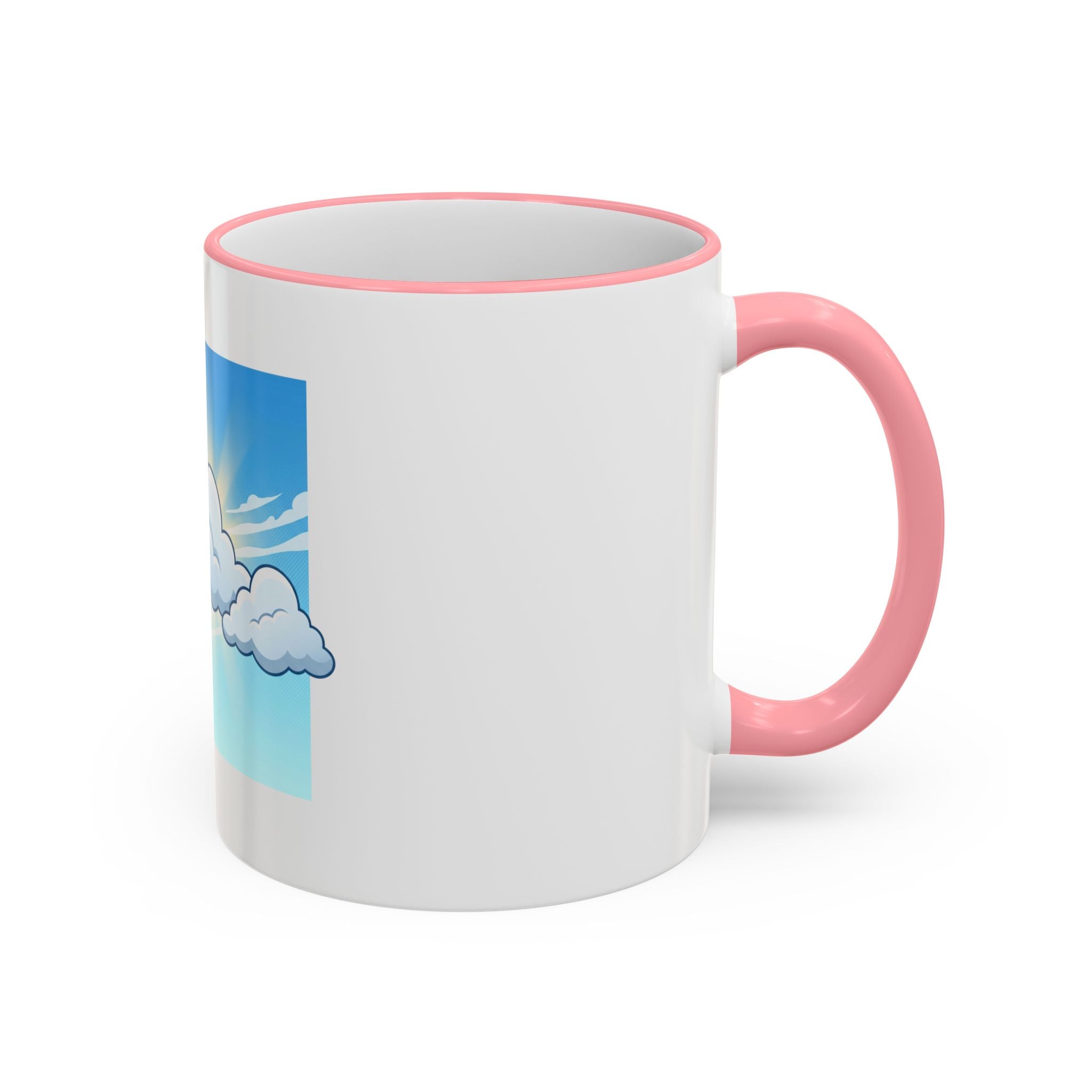 Clouds & Sunshine Accent Rim Mug — Cheerful Sky Ceramic Coffee Cup (11oz/15oz)