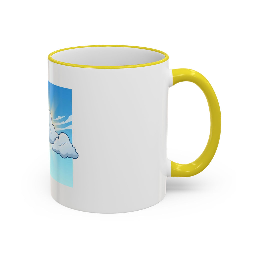 Clouds & Sunshine Accent Rim Mug — Cheerful Sky Ceramic Coffee Cup (11oz/15oz)