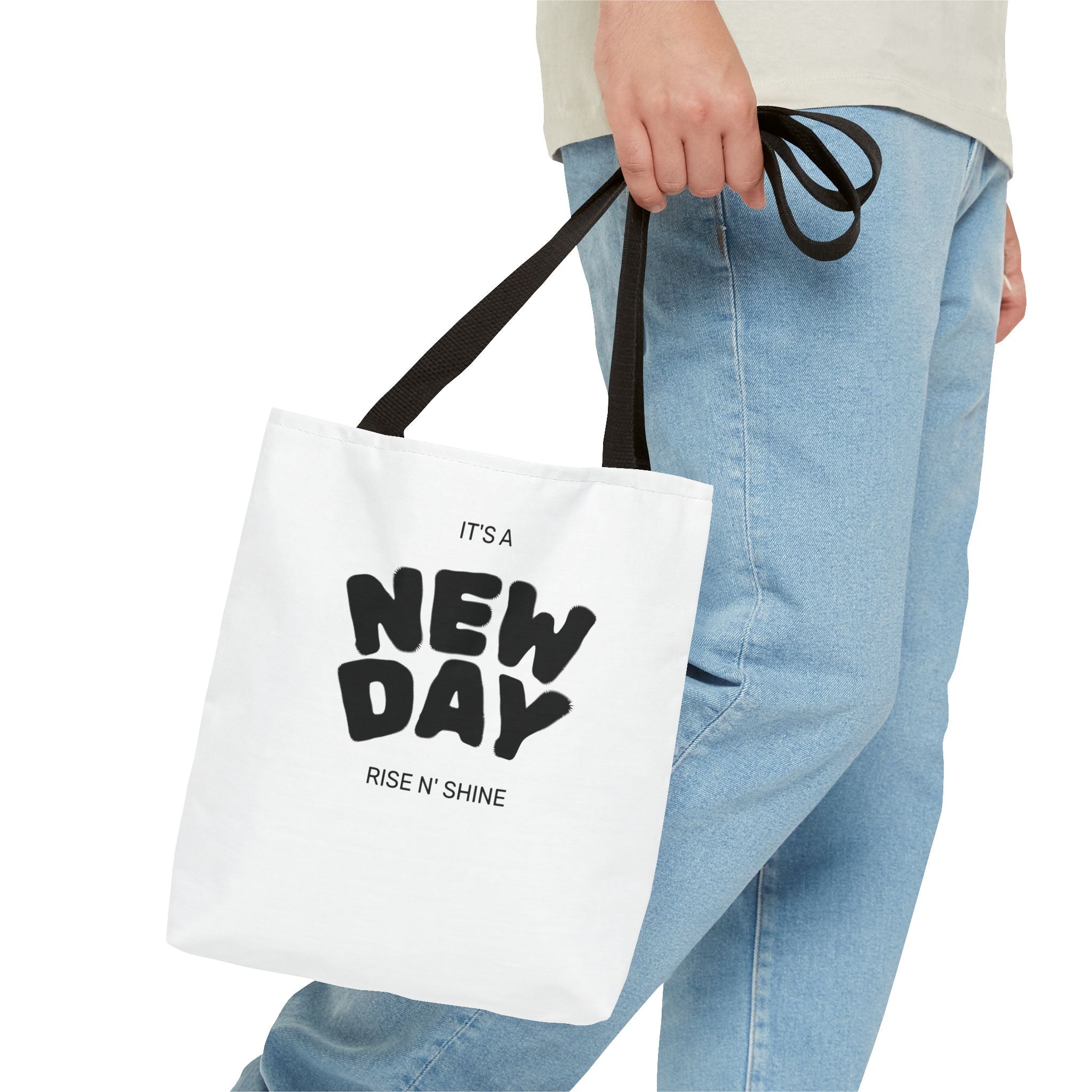 New Day Tote Bag — "It's a New Day, Rise N' Shine" Inspirational Canvas Tote