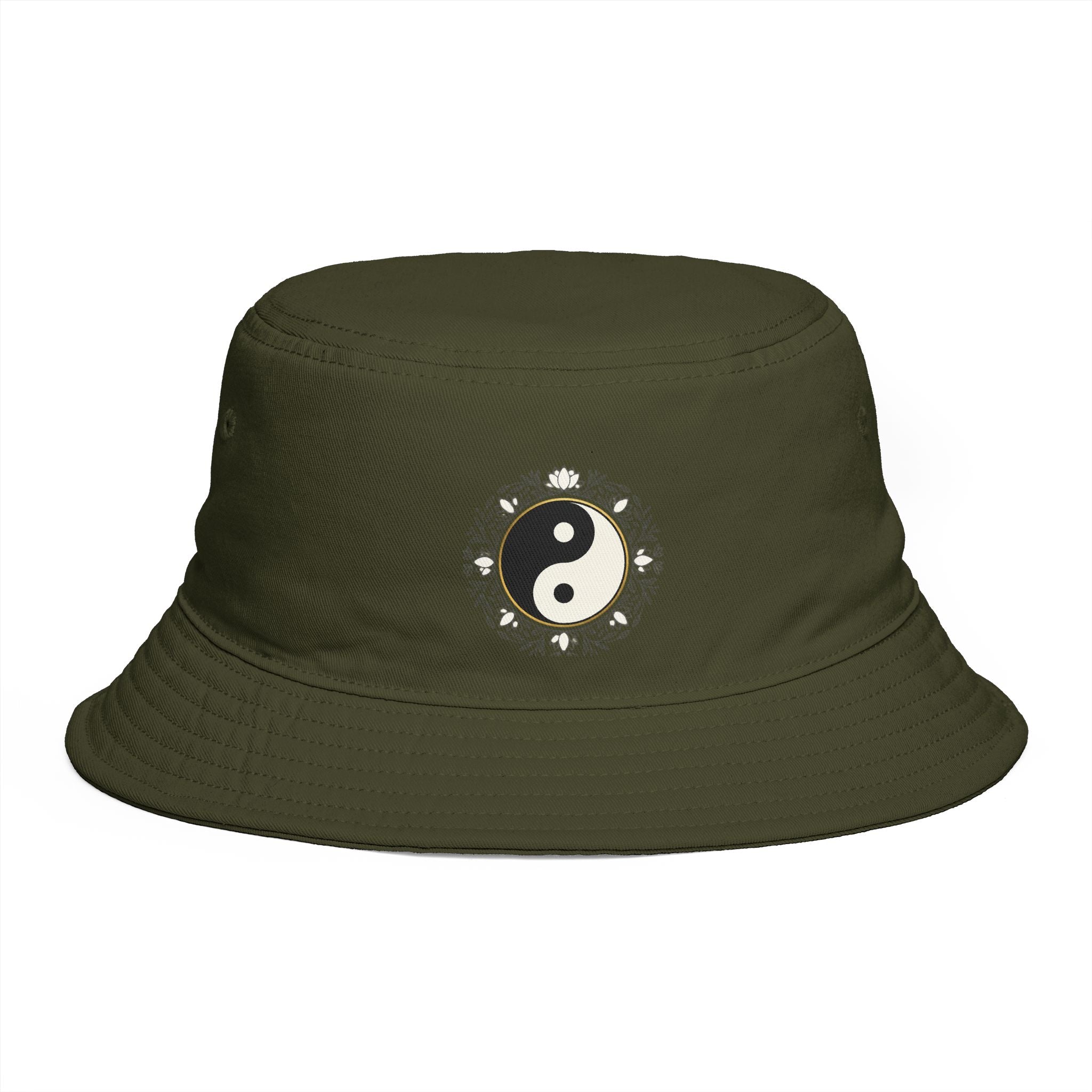 Yin Yang Floral Bucket Hat — Boho Zen Sunflower Graphic Bucket Hat