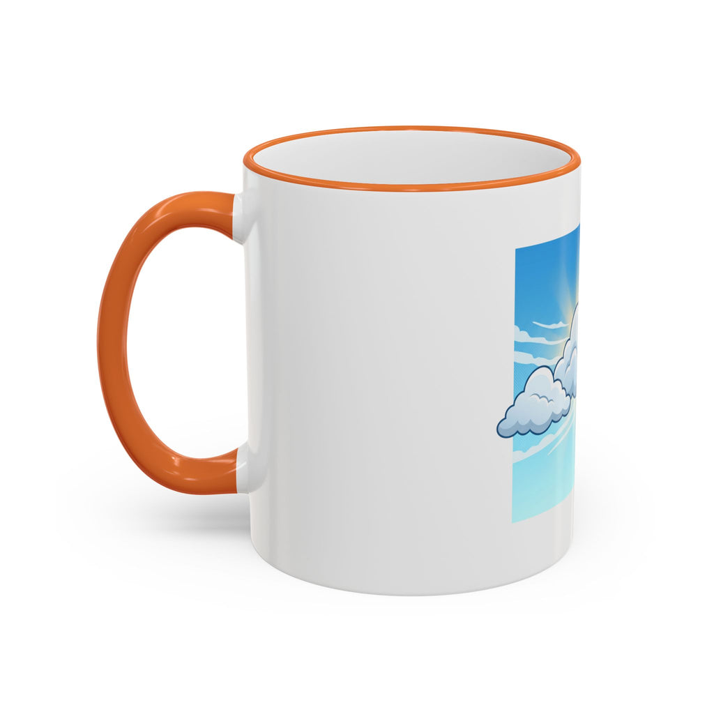 Clouds & Sunshine Accent Rim Mug — Cheerful Sky Ceramic Coffee Cup (11oz/15oz)