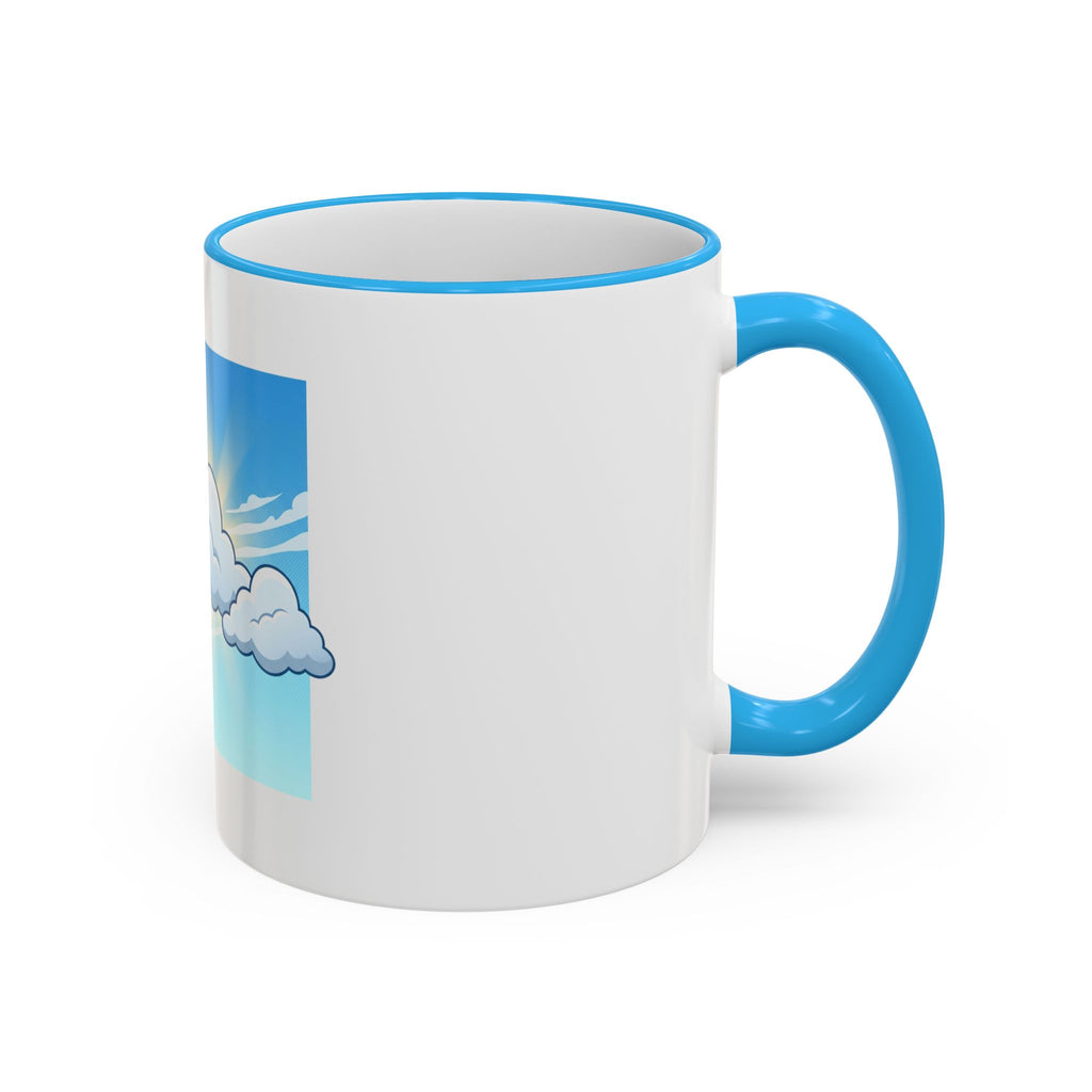 Clouds & Sunshine Accent Rim Mug — Cheerful Sky Ceramic Coffee Cup (11oz/15oz)