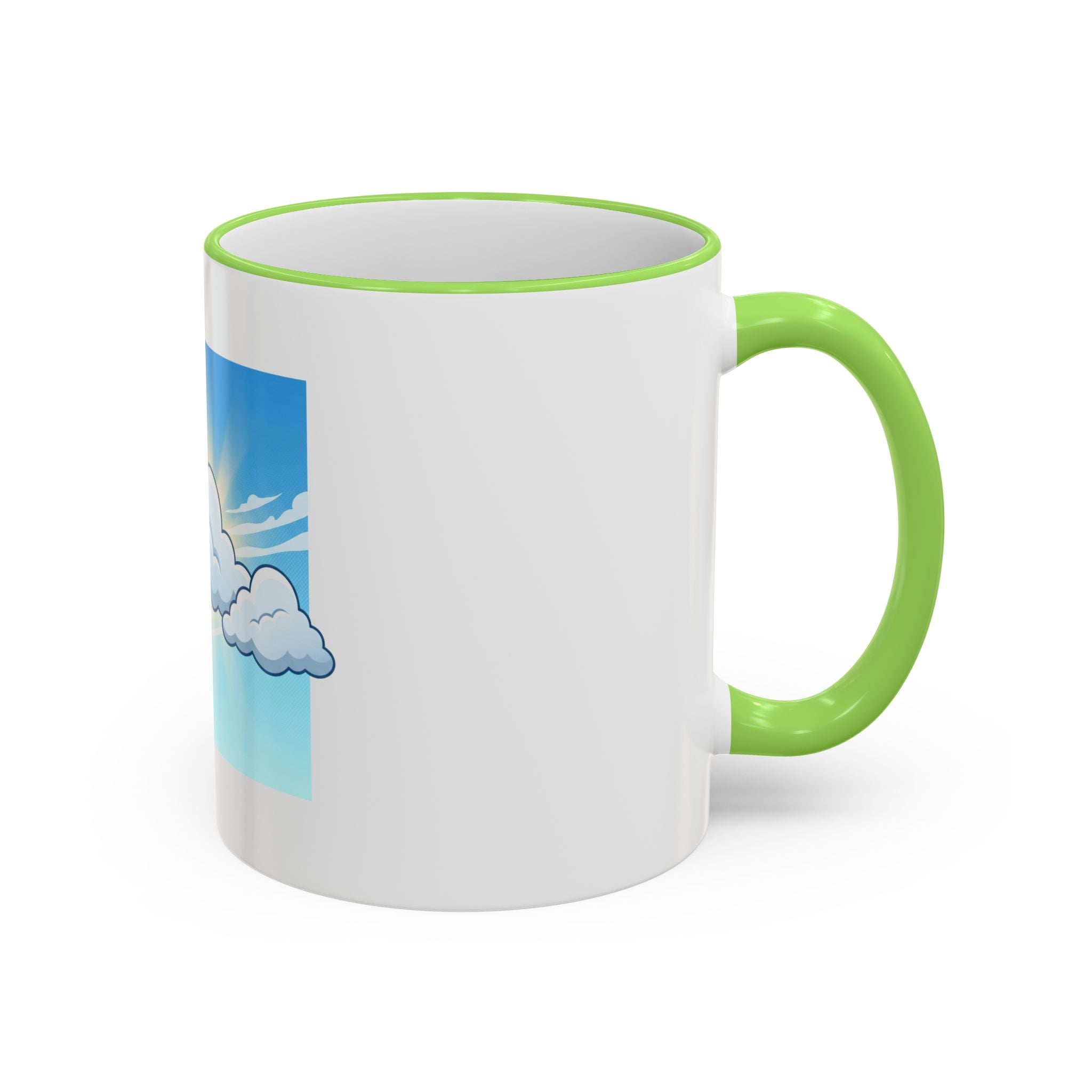 Clouds & Sunshine Accent Rim Mug — Cheerful Sky Ceramic Coffee Cup (11oz/15oz)