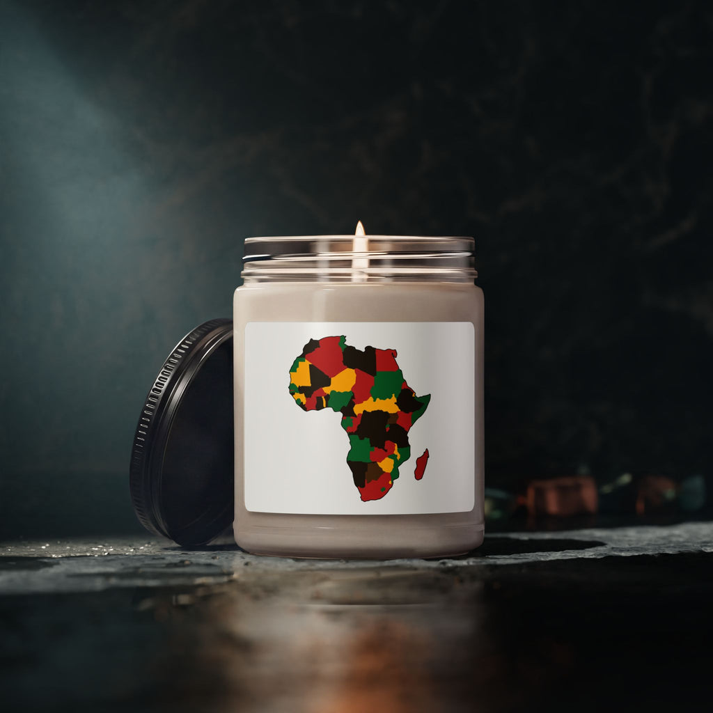 Africa Map Soy Candle — Rasta Colors Scented 9oz