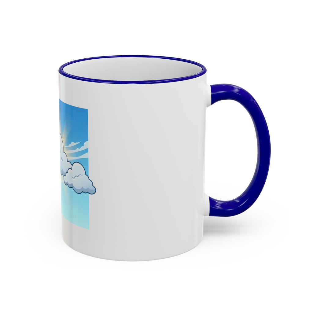 Clouds & Sunshine Accent Rim Mug — Cheerful Sky Ceramic Coffee Cup (11oz/15oz)