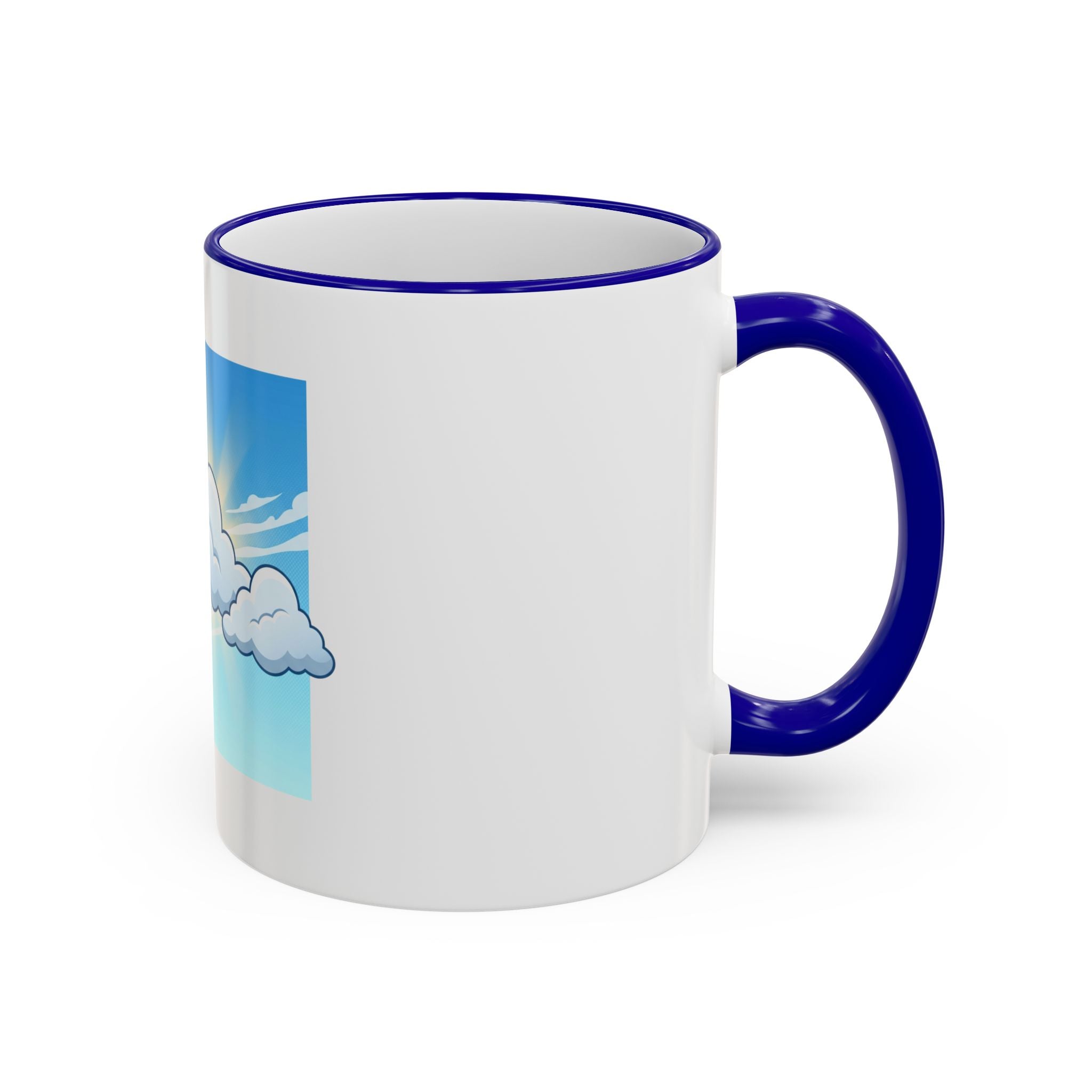 Clouds & Sunshine Accent Rim Mug — Cheerful Sky Ceramic Coffee Cup (11oz/15oz)