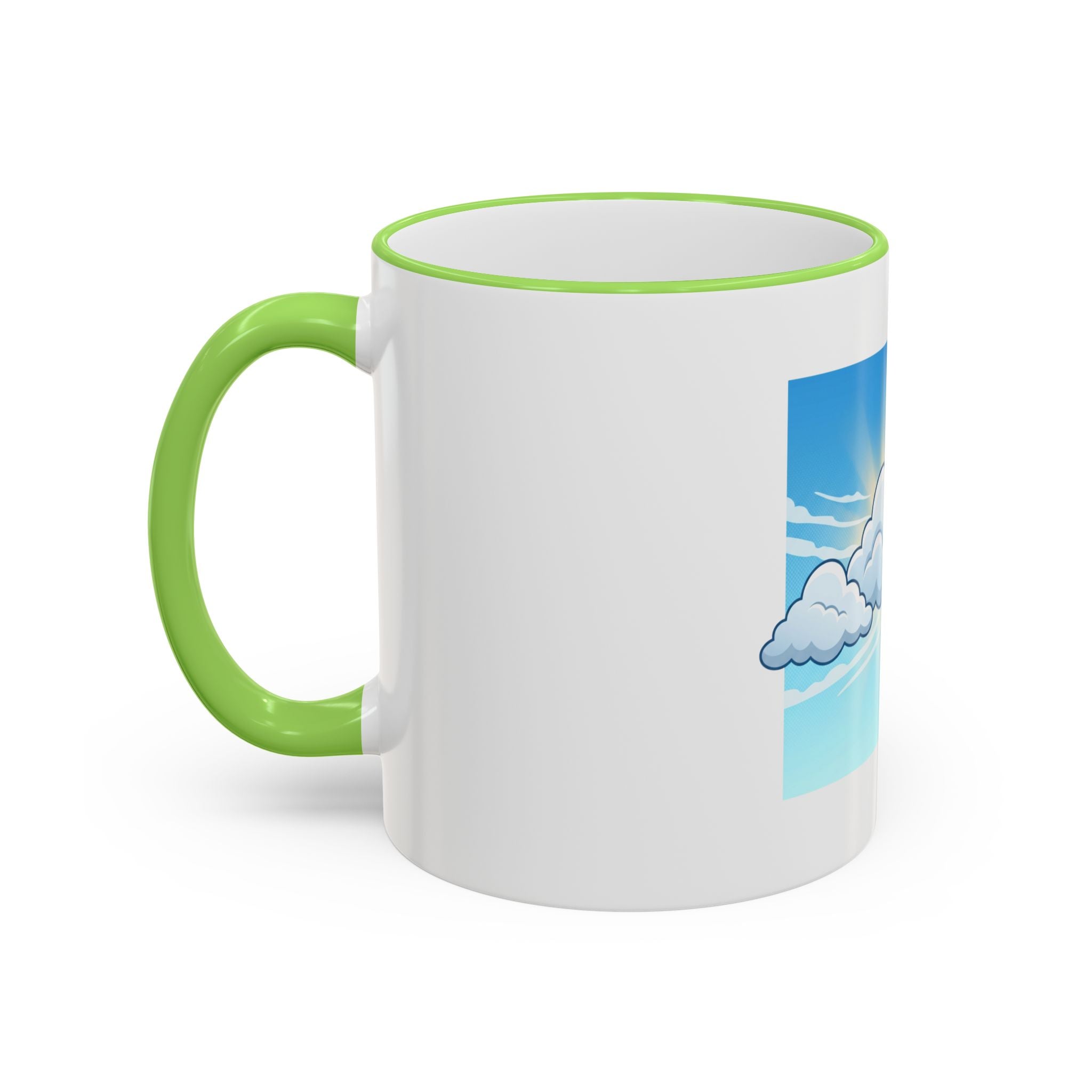 Clouds & Sunshine Accent Rim Mug — Cheerful Sky Ceramic Coffee Cup (11oz/15oz)