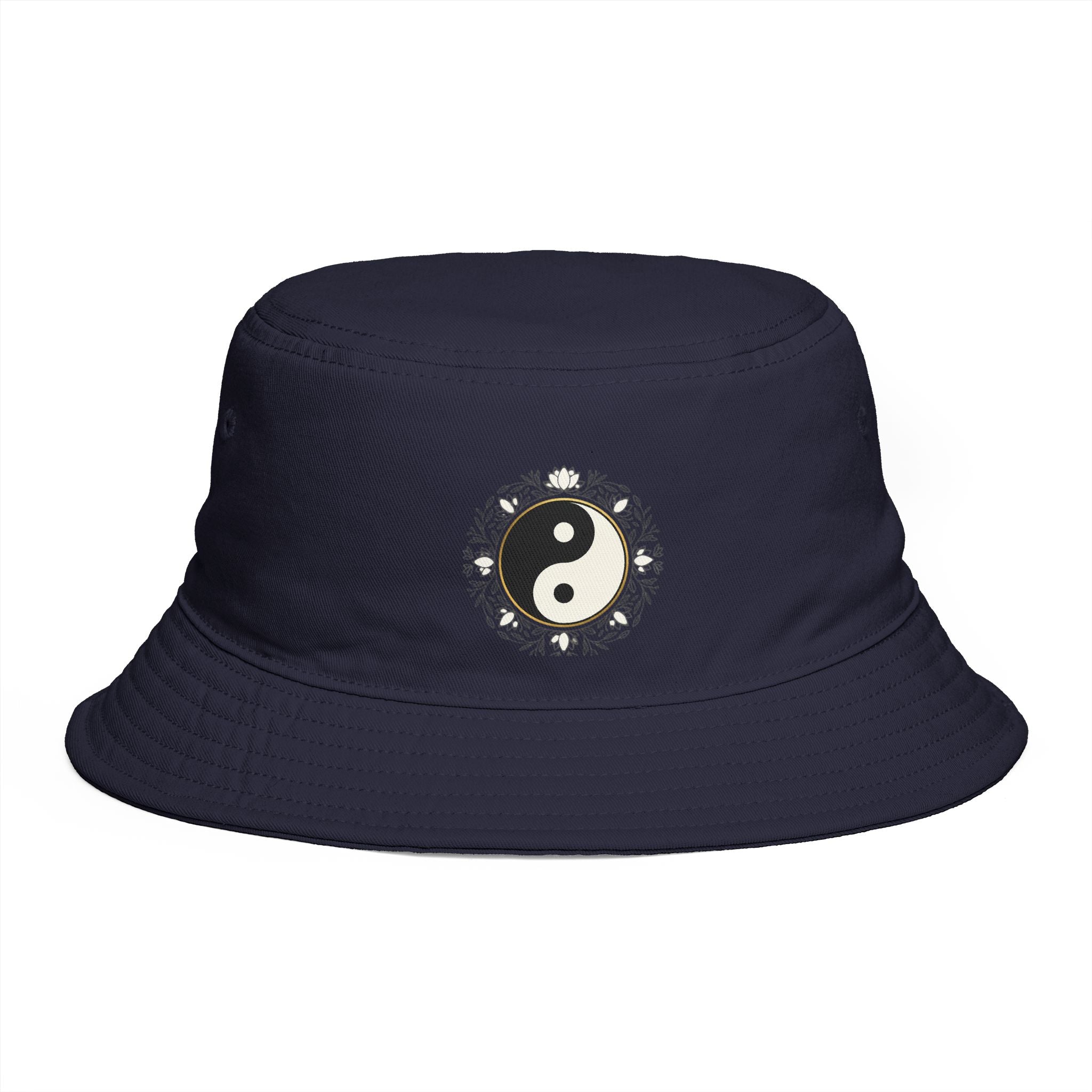 Yin Yang Floral Bucket Hat — Boho Zen Sunflower Graphic Bucket Hat