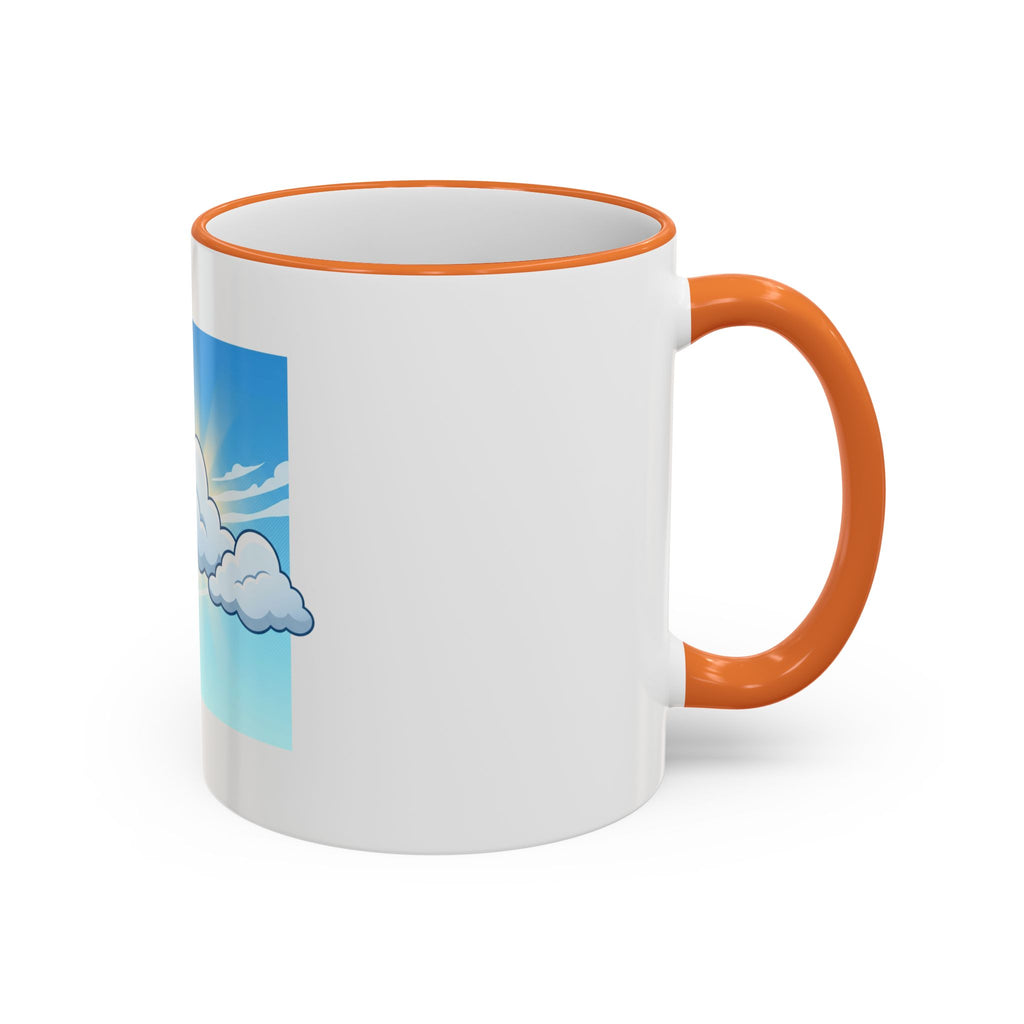 Clouds & Sunshine Accent Rim Mug — Cheerful Sky Ceramic Coffee Cup (11oz/15oz)