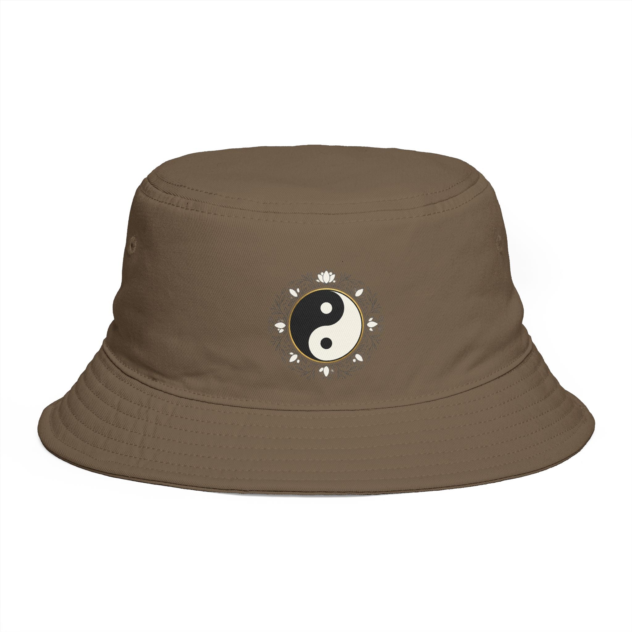 Yin Yang Floral Bucket Hat — Boho Zen Sunflower Graphic Bucket Hat