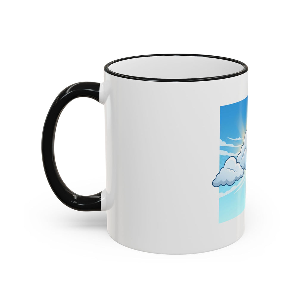 Clouds & Sunshine Accent Rim Mug — Cheerful Sky Ceramic Coffee Cup (11oz/15oz)