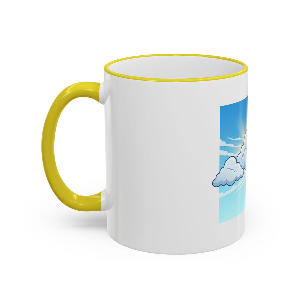 Clouds & Sunshine Accent Rim Mug — Cheerful Sky Ceramic Coffee Cup (11oz/15oz)
