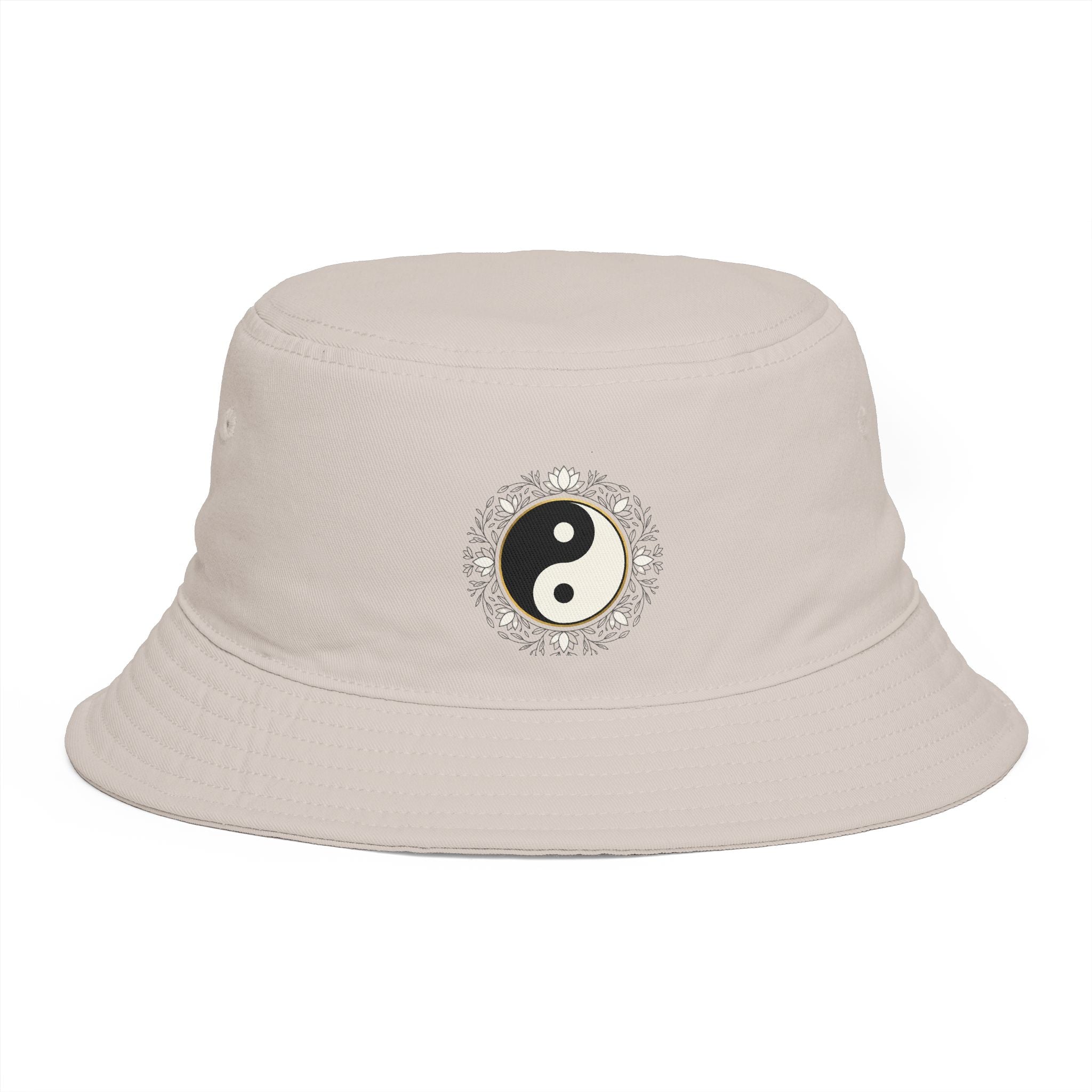 Yin Yang Floral Bucket Hat — Boho Zen Sunflower Graphic Bucket Hat